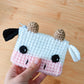 Mini Cow Zip Pouch - Hand crocheted credit card wallet - Sample Sale