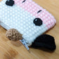 Mini Cow Zip Pouch - Hand crocheted credit card wallet - Sample Sale