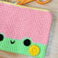 Small Frog Zip Pouch - Hand crocheted froggy zippered bag - Sample Sale