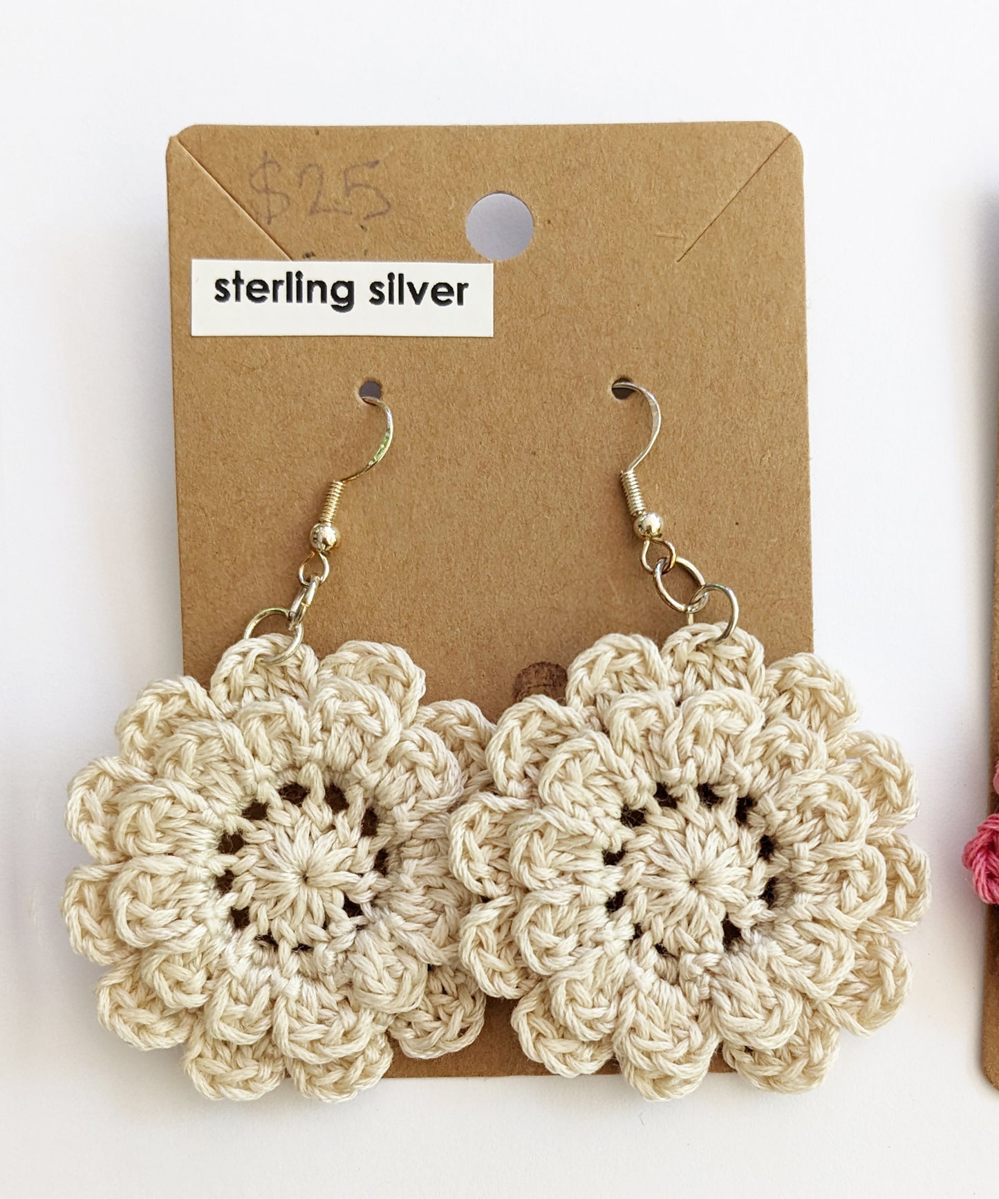 Sterling Silver Crochet Flower Earrings - Choose your favorite flower