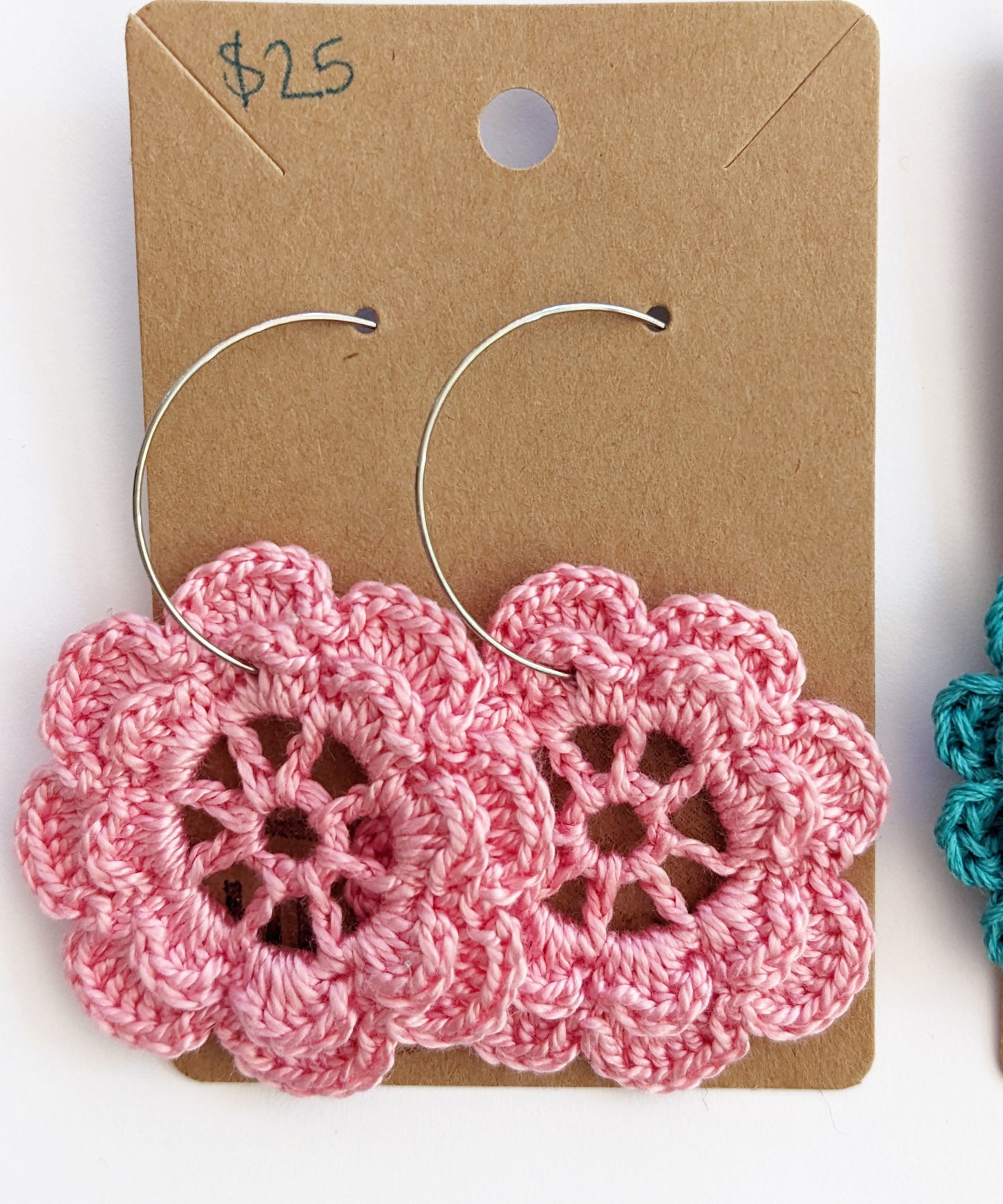 Sterling Silver Crochet Flower Earrings - Choose your favorite flower