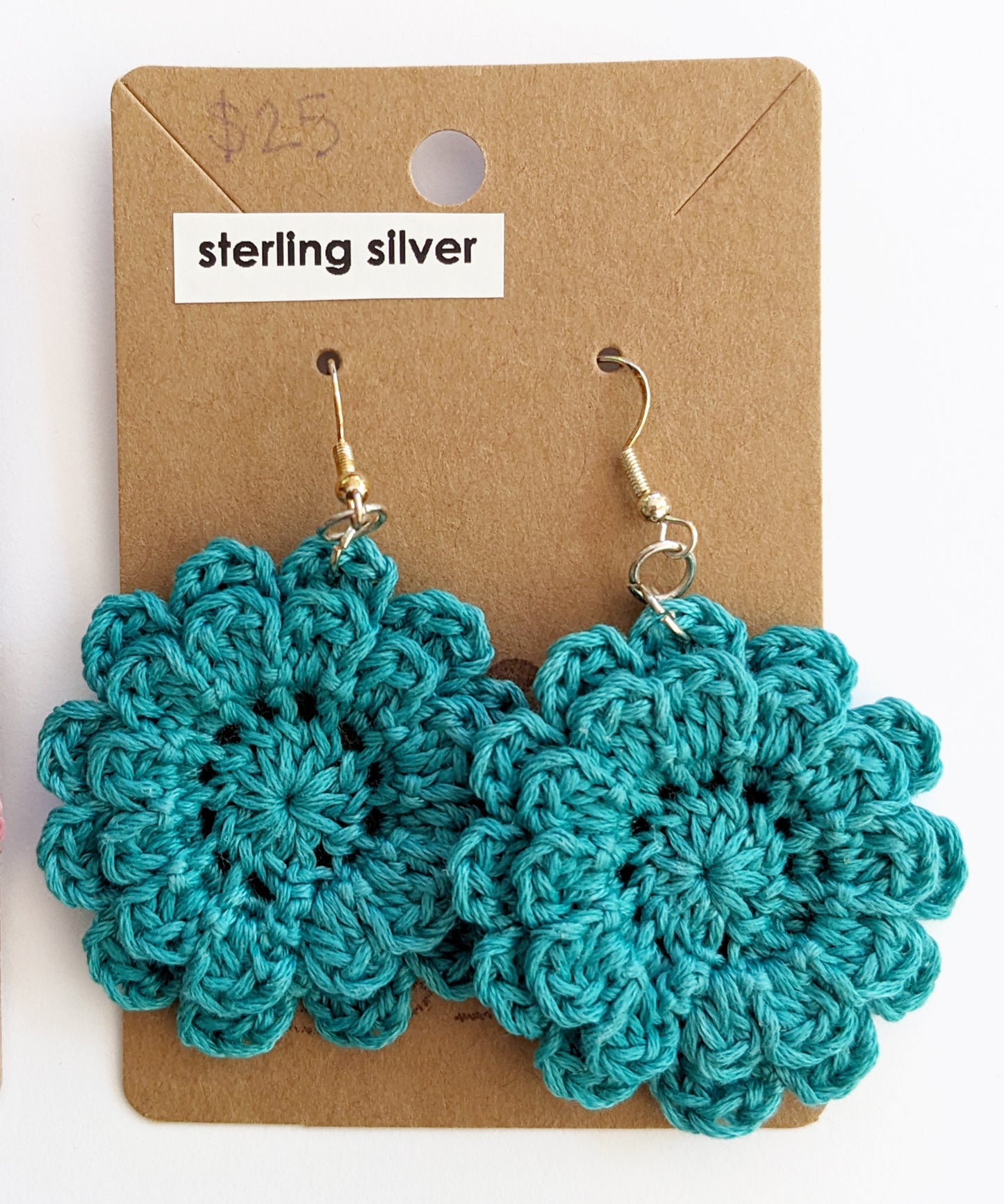 Sterling Silver Crochet Flower Earrings - Choose your favorite flower