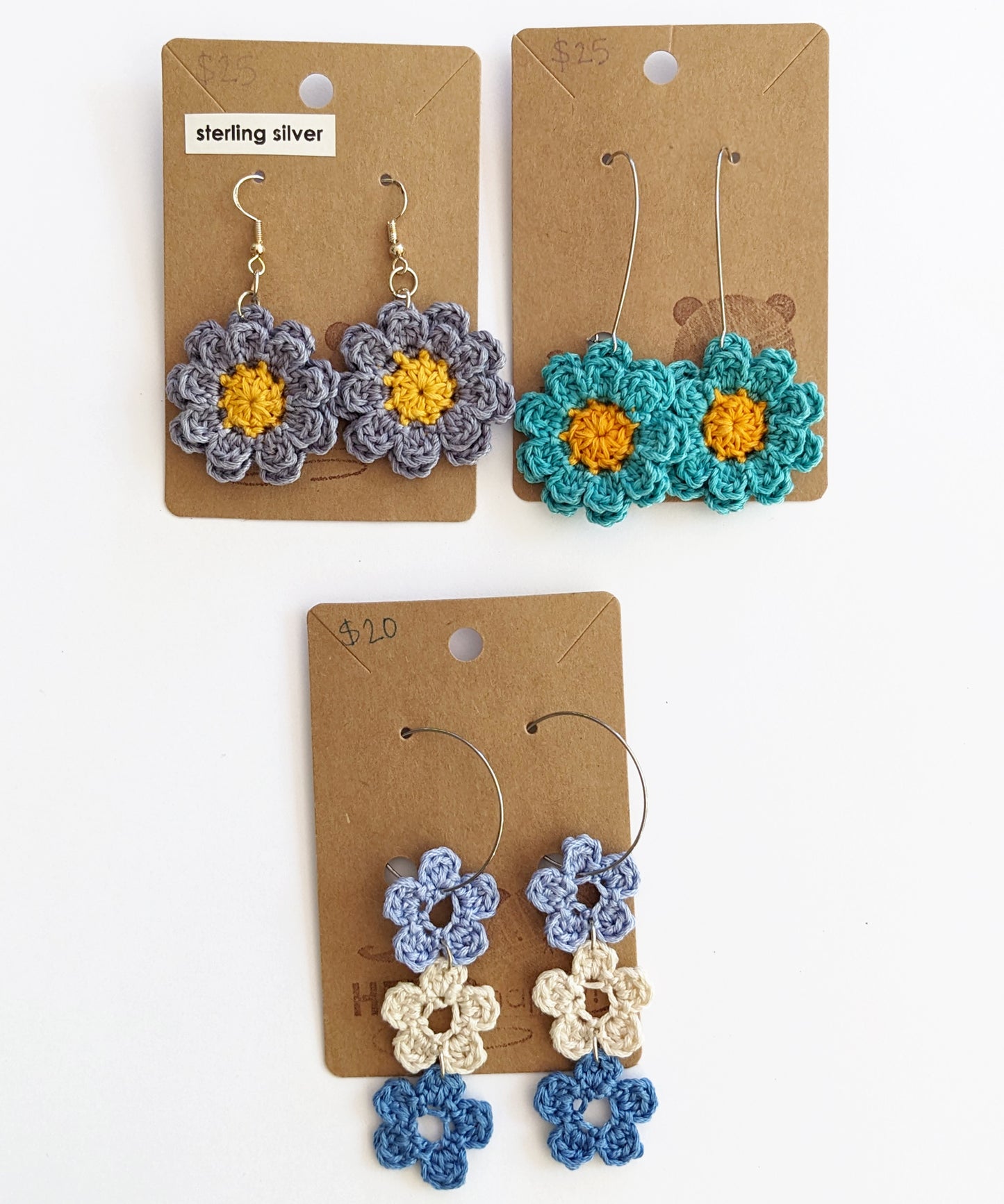 Crochet Flower Earrings - Choose your favorite flower