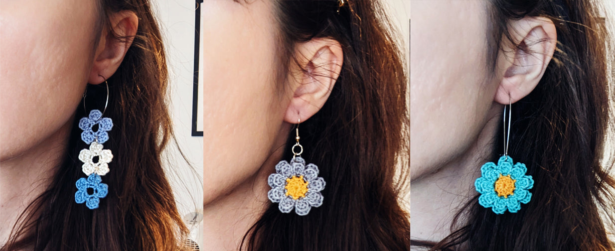 Crochet Flower Earrings - Choose your favorite flower