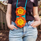 Retro 70s Water Bottle or Phone Crossbody Bag - Hand crocheted granny squares