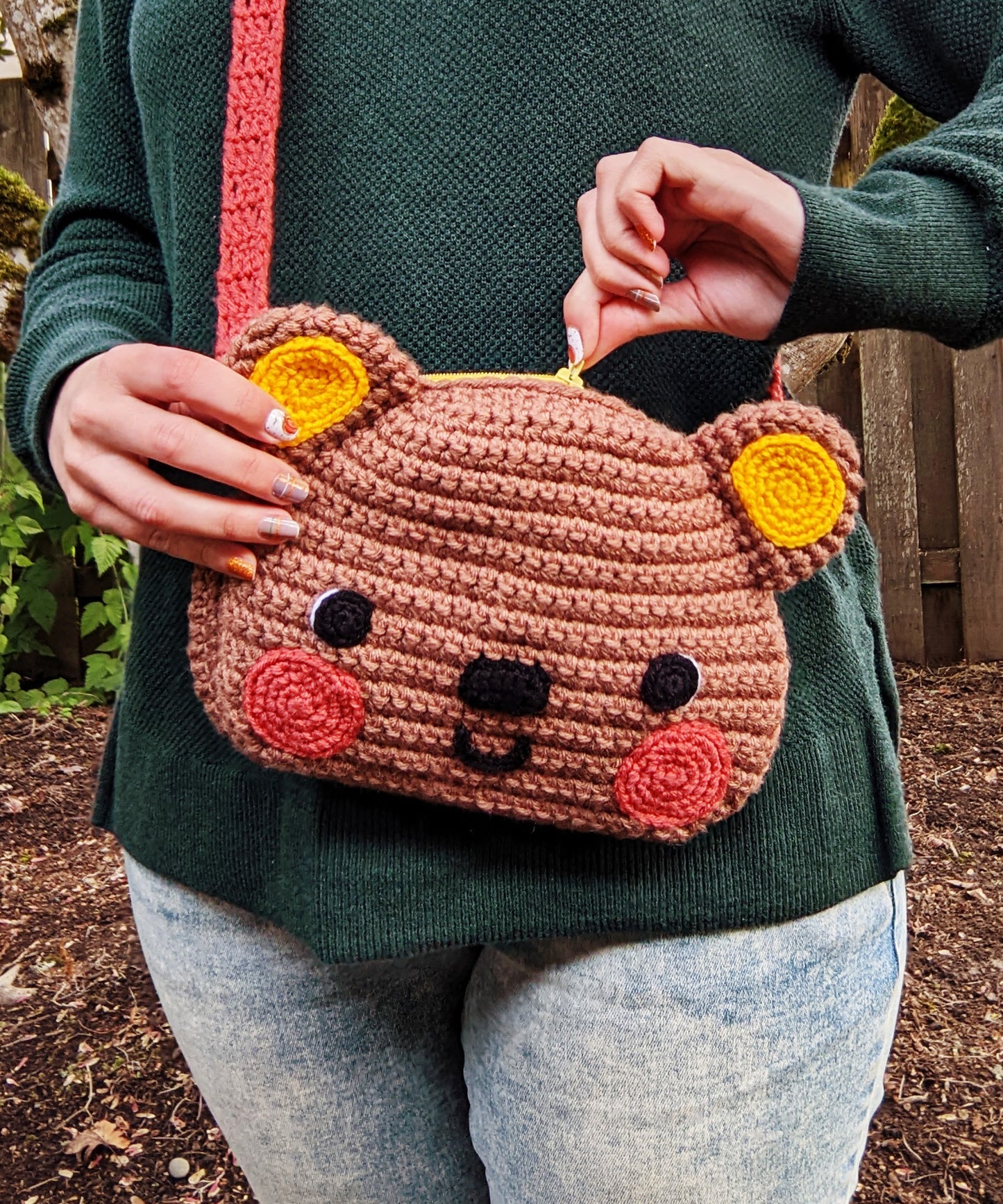 Sweet Bear Crossbody Bag - Hand crocheted purse