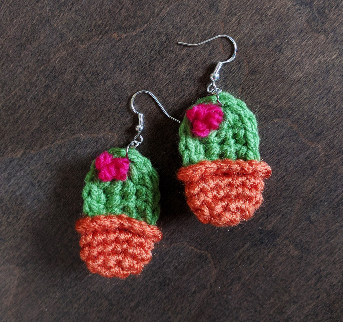 Crochet Pattern: Potted Cactus Earrings