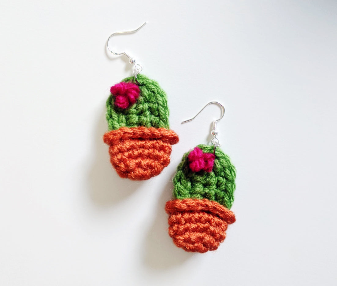 Crochet Pattern: Potted Cactus Earrings