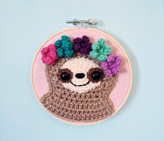 Crochet Pattern: Sloth With Flower Crown Wall Hanging