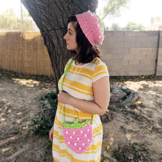 Crochet Pattern: Strawberry Hat & Bag Bundle