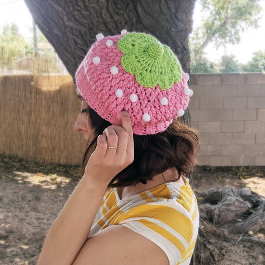 Crochet Pattern: Strawberry Slouchy Hat