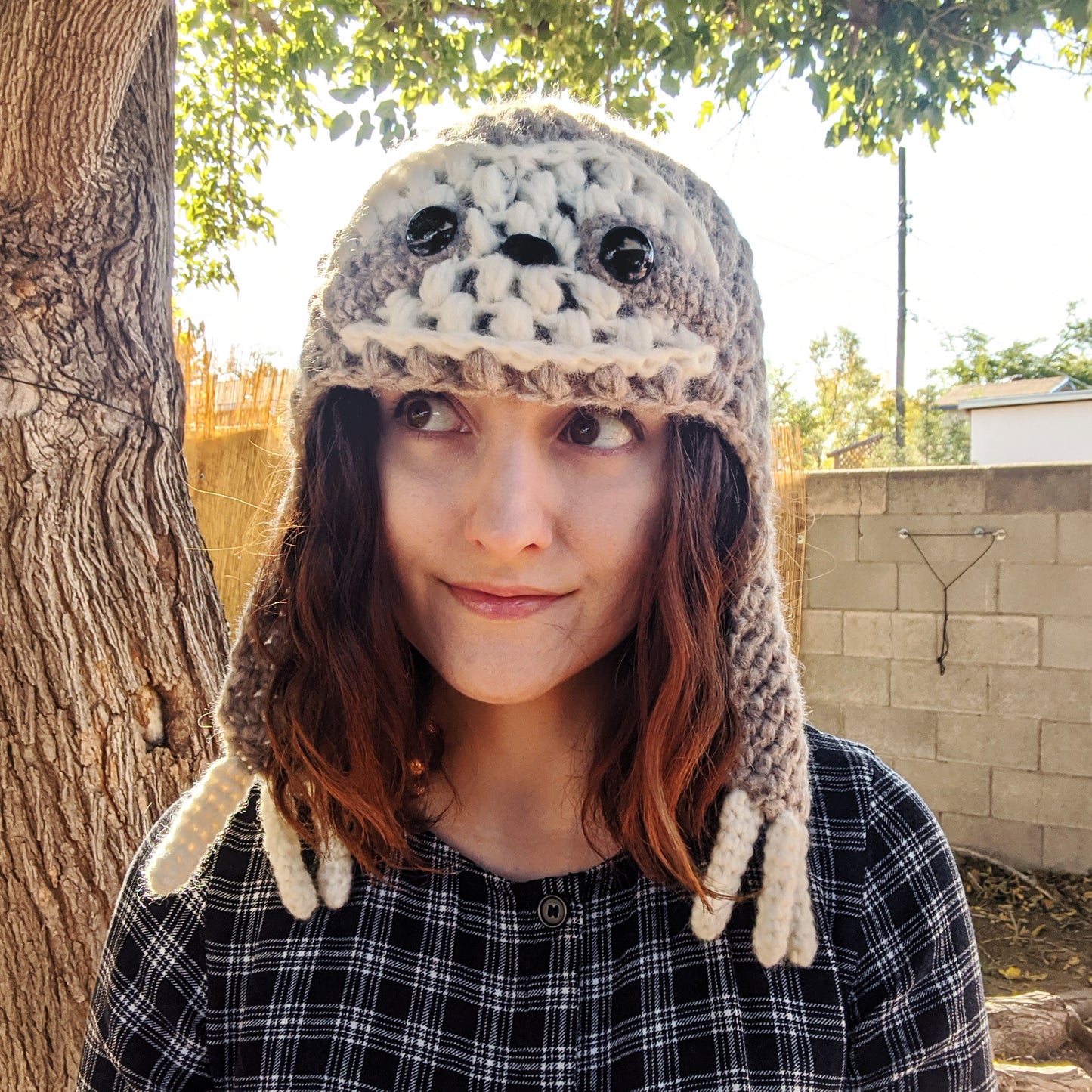 Sloth Beanie with arm ear flaps  - Sample Sale