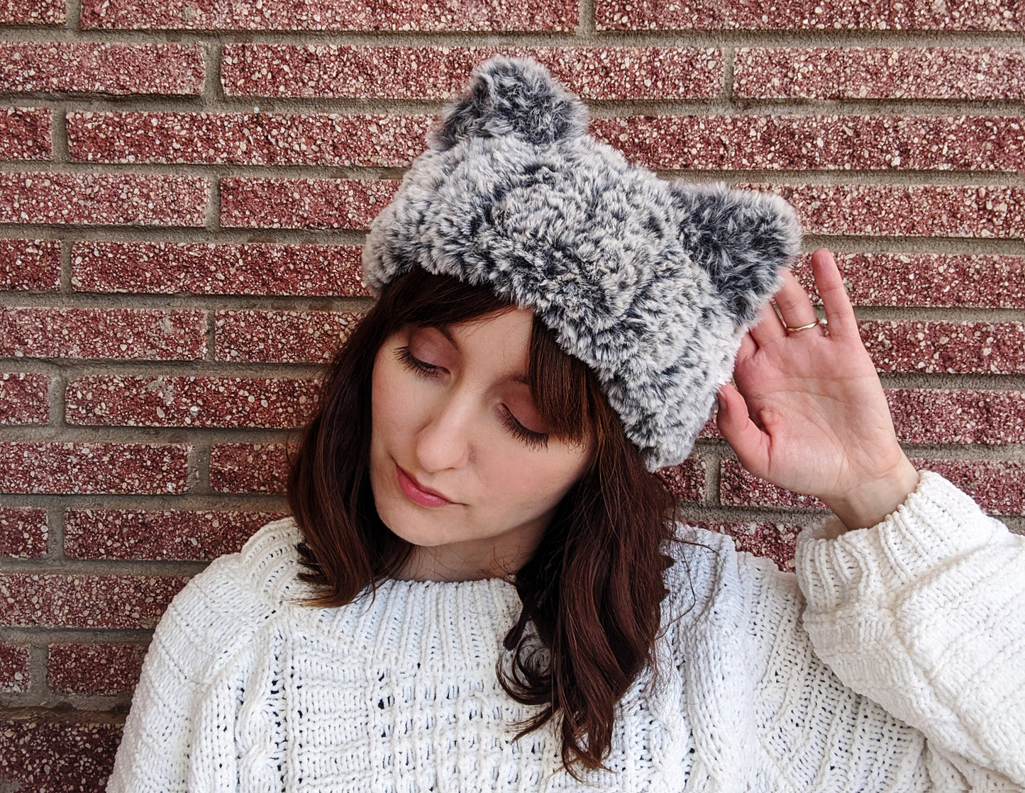 Crochet Pattern: Faux Fur Cat Ears Headband