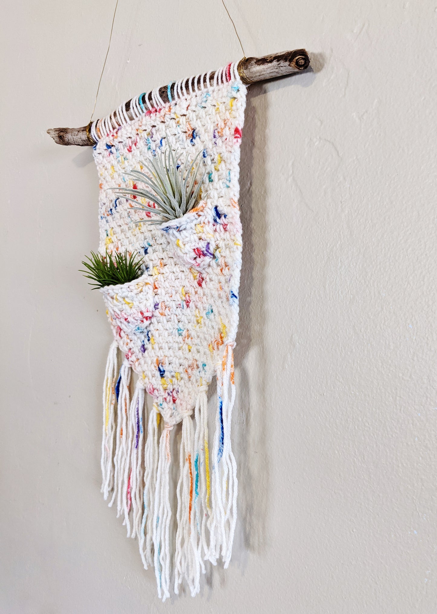 Crochet Pattern: Faux Macrame Hanging Air Planter