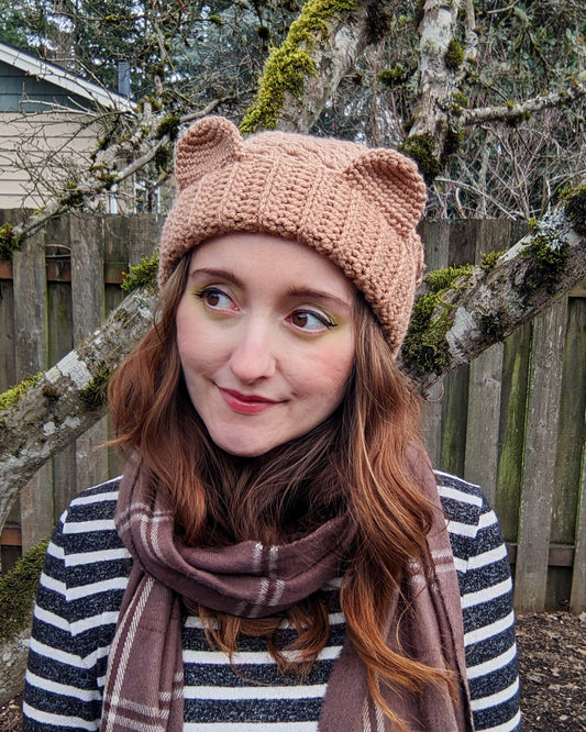 Adorable Slouchy Bear Beanie - Hand crocheted hat - Sample Sale