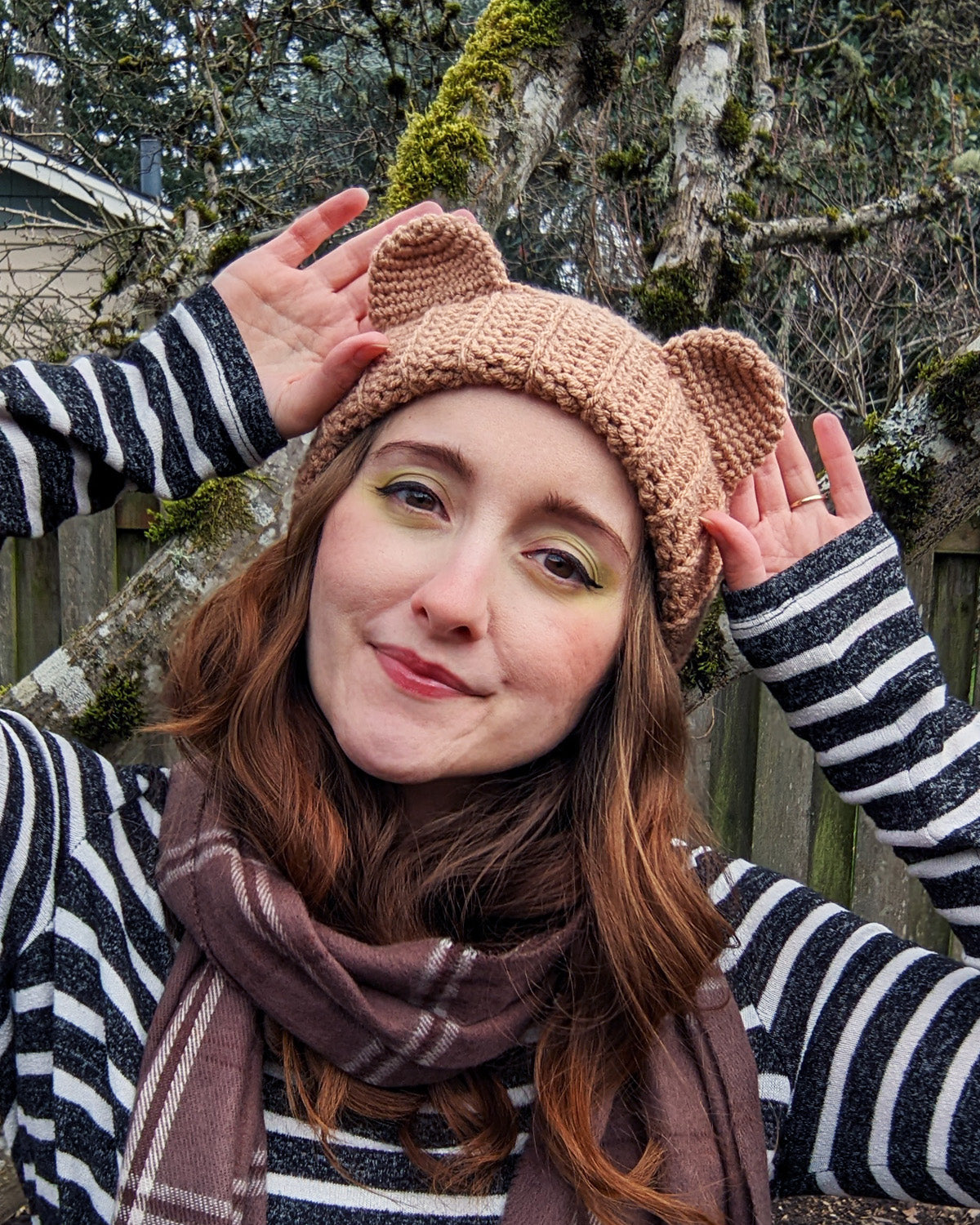 Adorable Slouchy Bear Beanie - Hand crocheted hat - Sample Sale