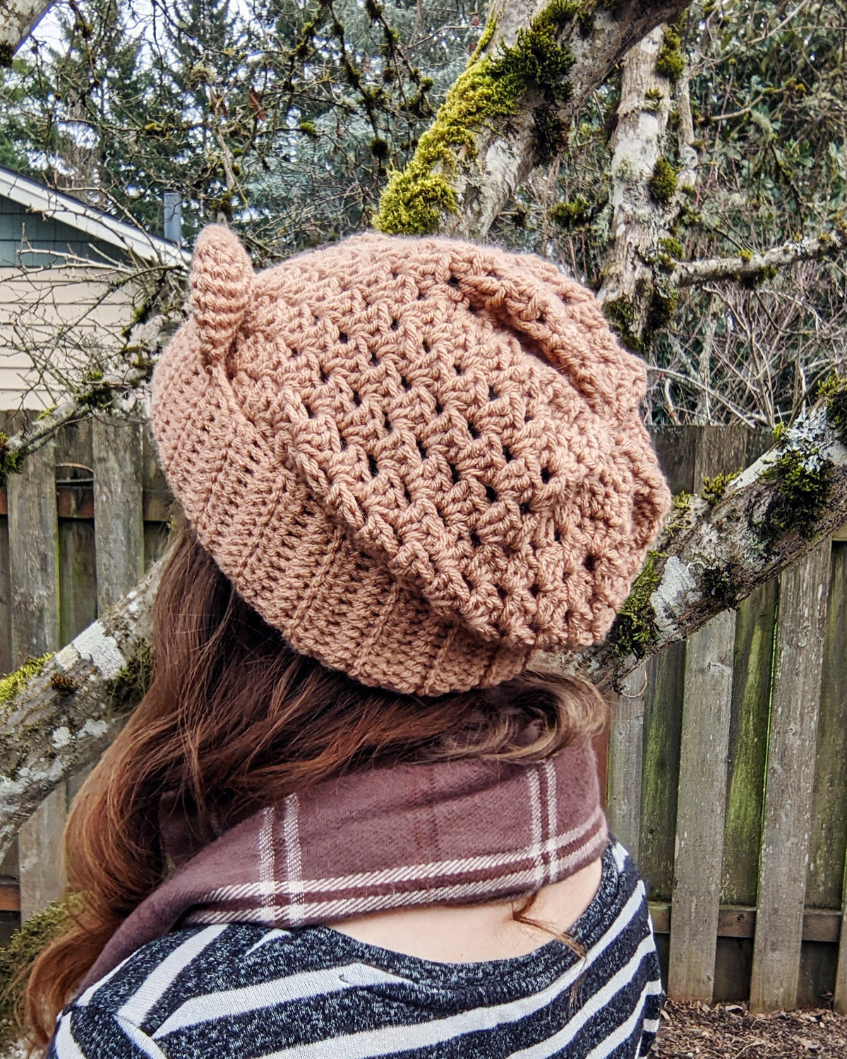 Adorable Slouchy Bear Beanie - Hand crocheted hat - Sample Sale