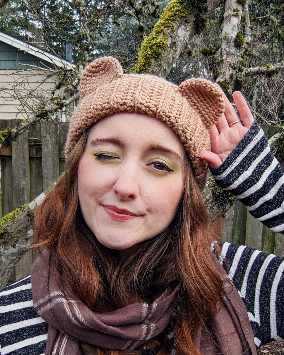 Adorable Slouchy Bear Beanie - Hand crocheted hat - Sample Sale