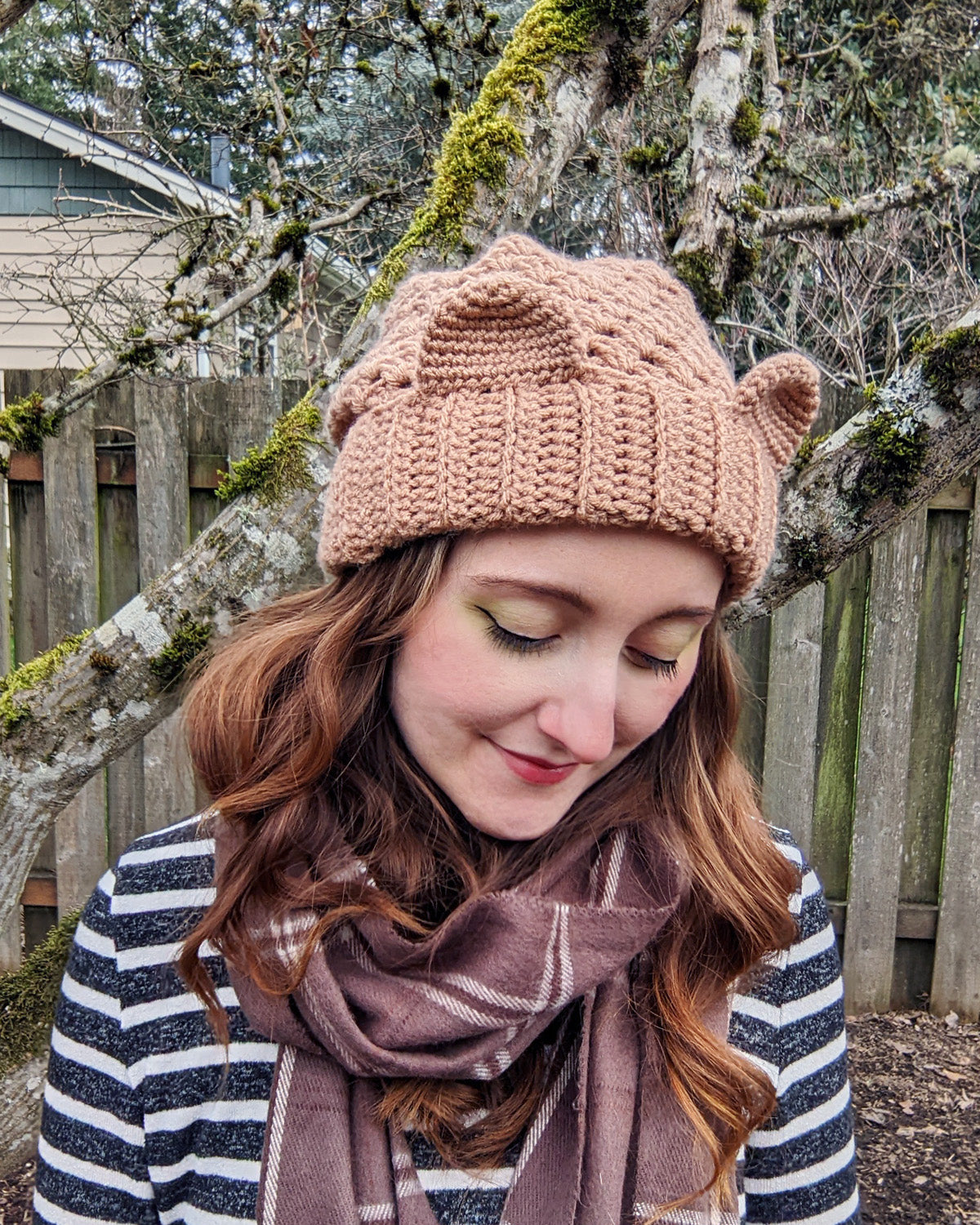 Adorable Slouchy Bear Beanie - Hand crocheted hat - Sample Sale