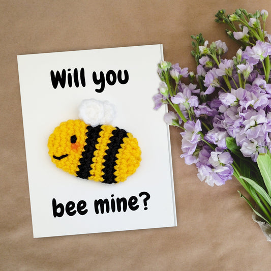 Crochet Pattern: Will You Bee Mine Valentine's Day Card