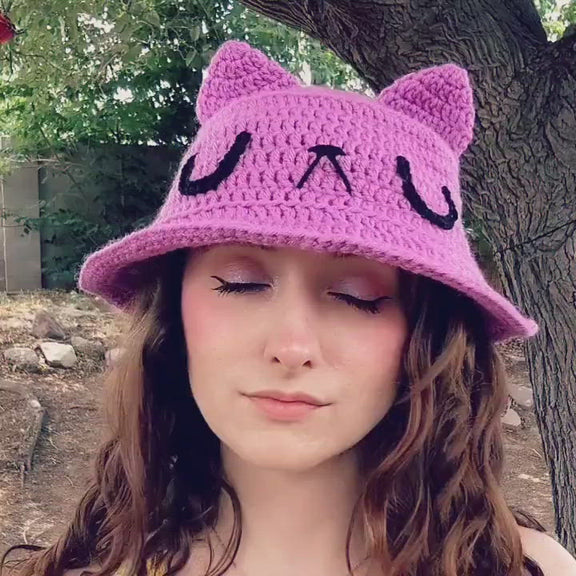 Crochet Pattern Cat Ears Bucket Hat HELLOhappy