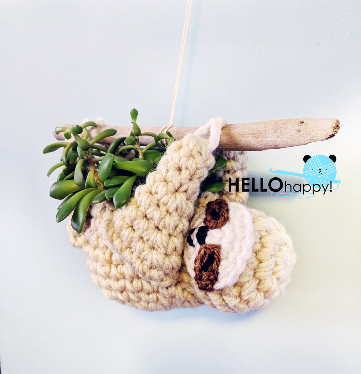 Crochet Pattern: Hanging Sloth Planter