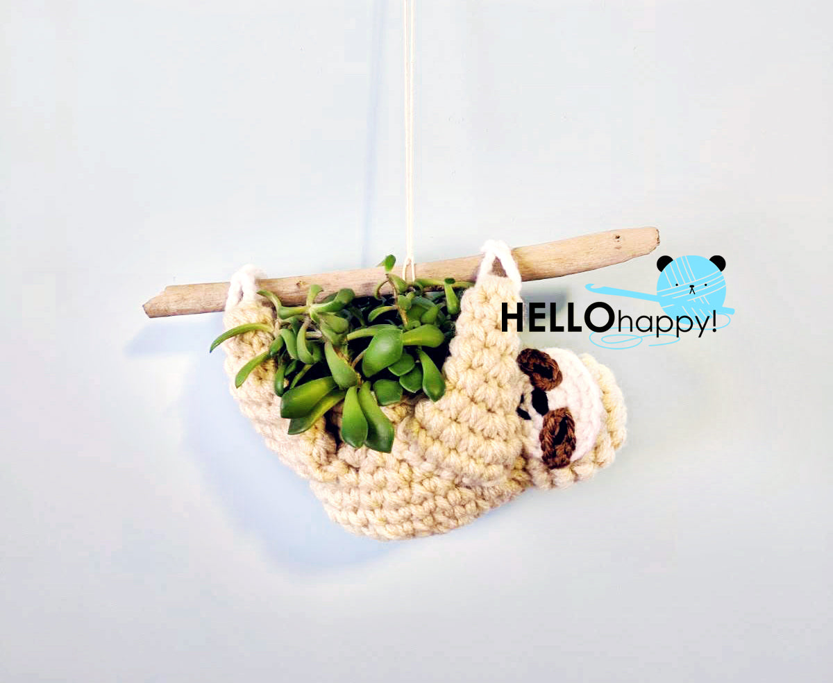 Crochet Pattern: Hanging Sloth Planter
